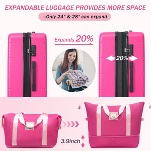 English Elm Luggage 5 Piece Hardside Abs Set with Front Access Carry on and Tsa Spinner Wheels Pink N732P391557F