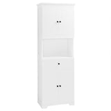 English Elm Tall Bathroom Cabinet With Four Doors, Large Storage Space Open Shelve, Upper Storage Cabinet, White