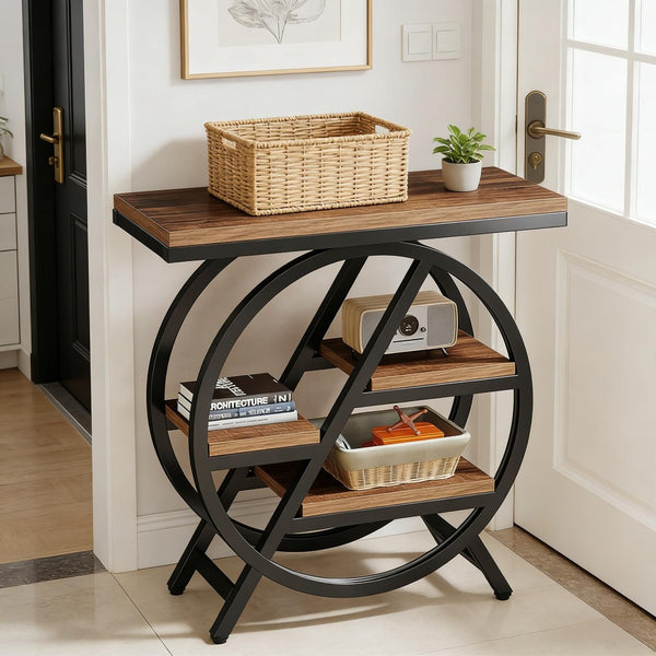 English Elm Bedside 4 Tier Open Shelf Table Matte Black Steel Frame Industrial Rustic Gray Top T3971P451127