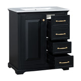 English Elm 30" Bathroom Vanity With Sink, One Package, Black Bathroom Cabinet With Drawers, Solid Frame and Mdf Board