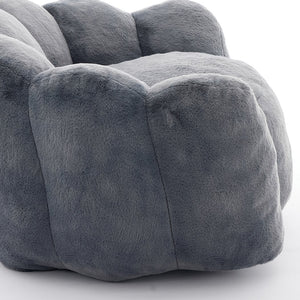 English Elm Lotus memory foam bean bag sofa with pull ring — anti-fouling faux fur, non-slip base, cozy support Gray W2311P357141