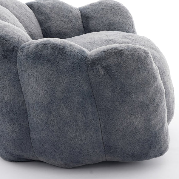 English Elm Lotus memory foam bean bag sofa with pull ring — anti-fouling faux fur, non-slip base, cozy support Gray W2311P357141