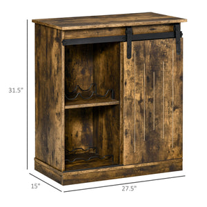 English Elm Homcom Industrial Wine Cabinet With Sliding Barn Door, 6-Bottle Rack & Versatile Storage Design W2225P217406