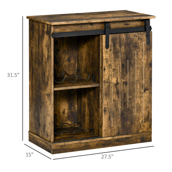 English Elm Homcom Industrial Wine Cabinet With Sliding Barn Door, 6-Bottle Rack & Versatile Storage Design W2225P217406