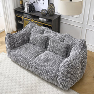 English Elm Soft Plush Foam Beanbag Chair for Two People, Square Recliner Sofa With Superfiber Comfort Embrace Grey W1996P252274