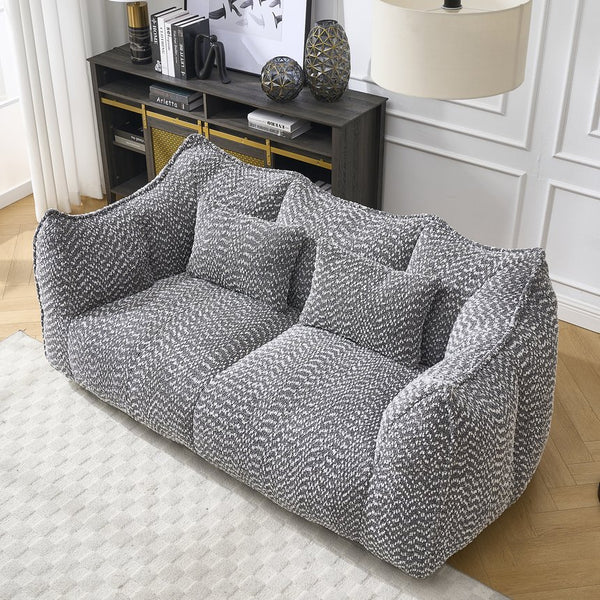 English Elm Soft Plush Foam Beanbag Chair for Two People, Square Recliner Sofa With Superfiber Comfort Embrace Grey W1996P252274