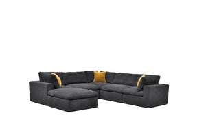 English Elm Coffee Bean Basket Weave Modular Sectional Foam Compressed with Toss Pillows Included Dark Gray B2748S00080