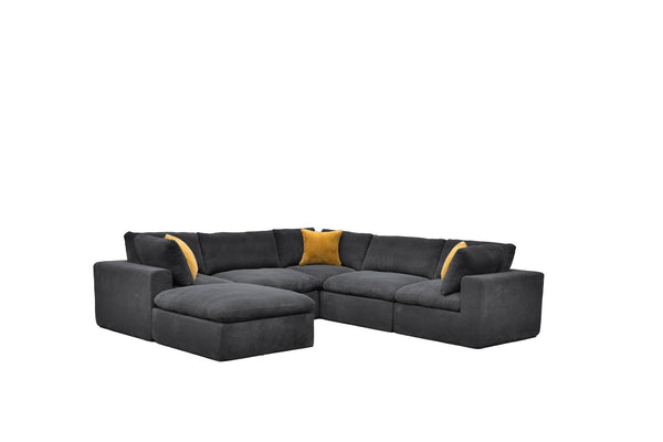 English Elm Coffee Bean Basket Weave Modular Sectional Foam Compressed with Toss Pillows Included Dark Gray B2748S00080