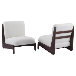 English Elm Scott Living Moda Set of 2 Accent Chairs White Cushion Matte Black Wood Frame Walnut N767P356660W