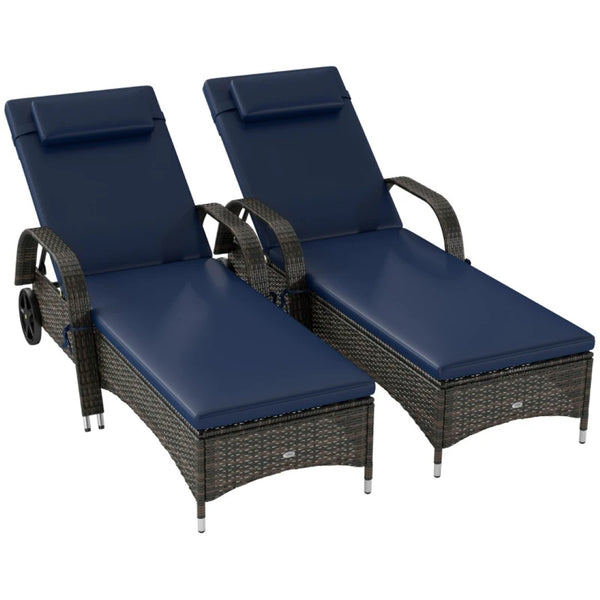 English Elm Adjustable Pe Rattan Outdoor Chaise Lounge with Wheels Cushion and Resort Style T3971P418340