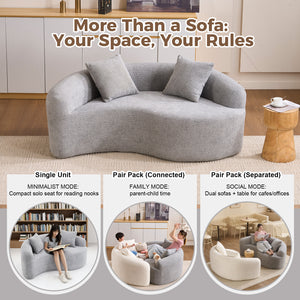English Elm LY-042 Zen-Inspired S-Curved Dual-Depth Loveseat with Chenille Upholstery, Ready-to-Use Comfort Light Gray W2231P329726