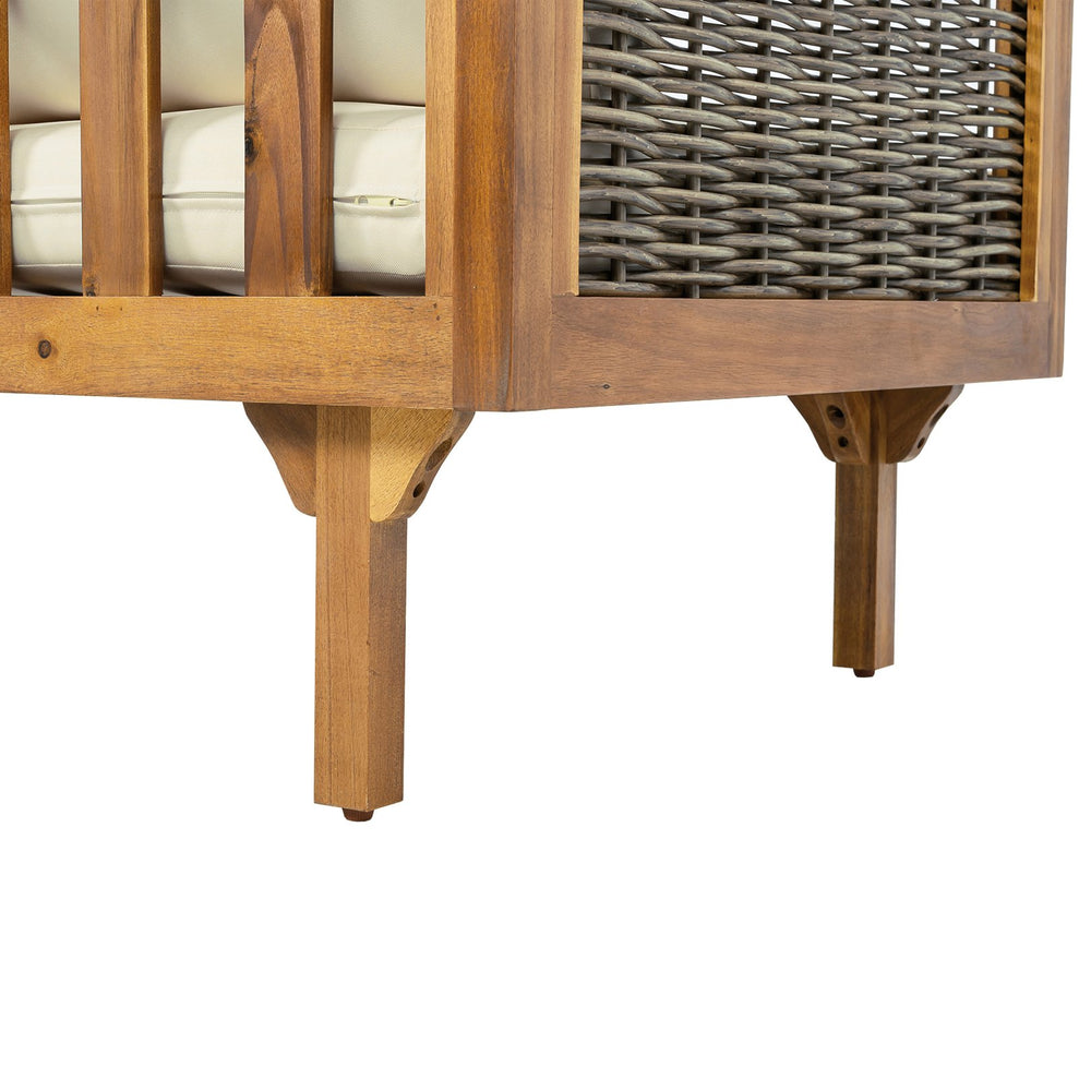 English Elm Christopher Knight Home® - SECTIONAL Modern Outdoor Seating Group with Waterproof Cushions, Acacia Wood Frame and Wicker Elegance Brown Mix,Teak+ Beige N770P278610B_N770P278612B