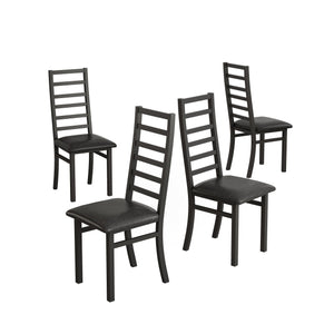English Elm Metal Dining Chairs Set Of 4 - Sleek Black Pu Leather & Sturdy Steel Legs For Modern Spaces W757P232711