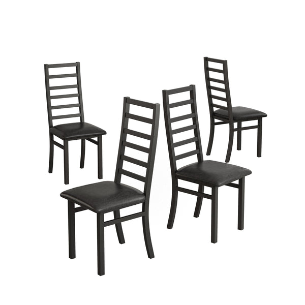 English Elm Metal Dining Chairs Set Of 4 - Sleek Black Pu Leather & Sturdy Steel Legs For Modern Spaces W757P232711