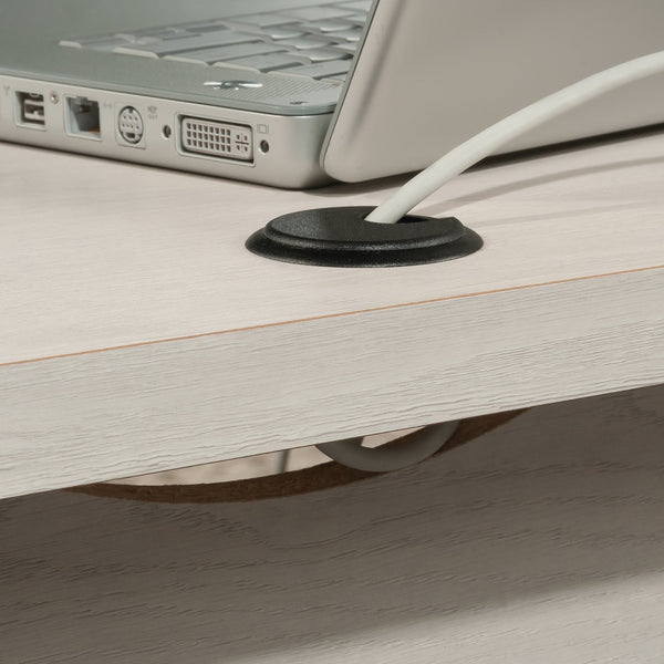 English Elm L-Shaped Desk: Modern White Finish For Small Spaces, Home Offices & Organized Workstations B356P402655