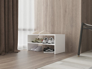 English Elm Stackable Shoe Rack Howard - White Engineered Wood, 2 Shelves, Space-Saving Organizer for Bedroom and Entryway B092P228570