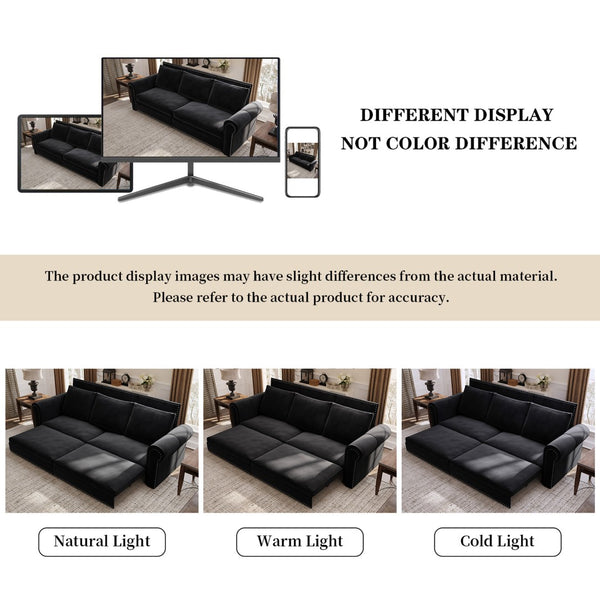 English Elm Chesterfield Velvet King Sleeper Sofa with Nailhead Trim and Rolled Arms for Living Room W1885S00314