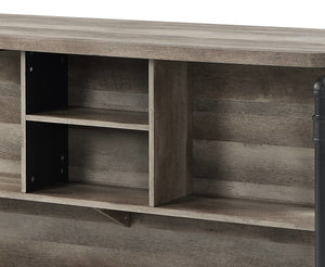 English Elm Antique 5-Shelf Kitchen Island Bar Cart with Sturdy Metal Legs, Thick Top, Rustic-Modern Sandy Grey Finish Oak B062P209301