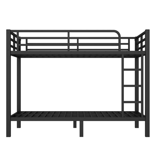 English Elm Metal Twin Over Twin Bunk Bed – Heavy-Duty Steel, Space-Saving Design, No Box Spring Needed, Black Finish W1580P372862