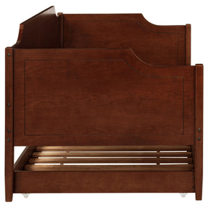 English Elm Cherry Cherry Wood Twin Daybed With Trundle — Romantic Cutouts, Rich Finish, Space-Saving Guest Solution B062S01313
