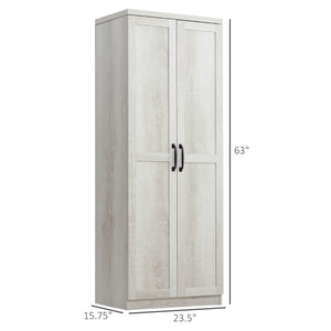 English Elm Homcom 63" Freestanding Kitchen Pantry With 5-Tier Shelving, Adjustable Storage & Antique White Finish W2225P229353