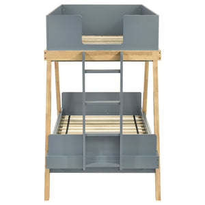 English Elm Hicks Van Courtland Blue Twin-Over-Twin Bunk Bed with Angular Frame, Ladder & Open Bottom for Sleepovers B062S01108