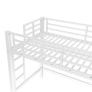 English Elm Twin Floor Bed Solid Pine Frame with Guardrails and Door for Safe Kid Sleep W1580P435703