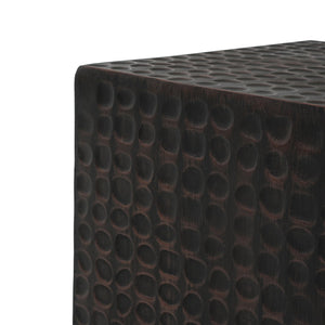 English Elm Christopher Knight Home® - Outdoor Side Table Antique Copper MGO Cube — Fluted Lightweight Concrete Patio End Table, 15" x 15" x 17" N770P200252C