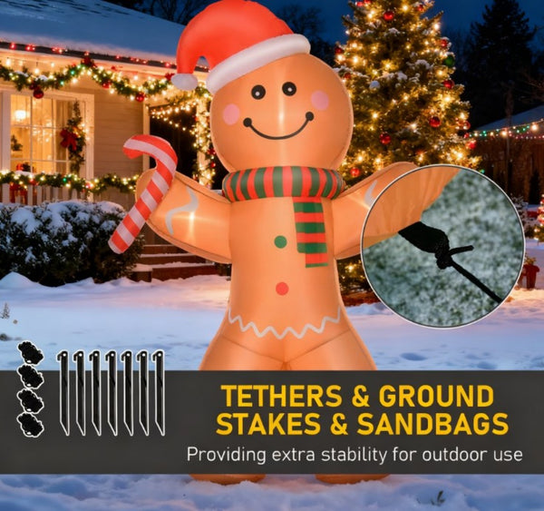 English Elm Outdoor 8 Foot Gingerbread Man Inflatable Holiday Yard Decor with Led Glow T3971P413122