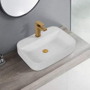 English Elm Bothwa Square Ceramic Vessel Sink Glossy White Cupc Certified Countertop Bath Basin B2724P262845