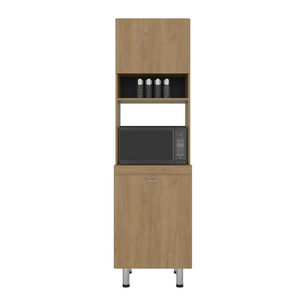 English Elm Soham Tall Kitchen Pantry Cabinet with Chrome Legs Warm Beige Minimalist Storage B092P474468
