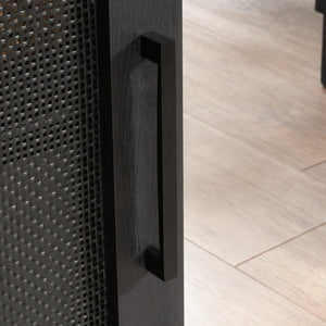 English Elm Desk, Sleek Black Engineered Wood Workspace With Ample Surface, Cable Management & Easy Assembly B356P402681