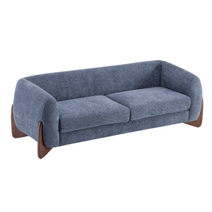 English Elm Christopher Knight Home® - 82Inches Oversized Navy Blue Boucle Sherpa Sofa - Plush Comfort, Modern Style & Walnut Legs N771P205090U_N771P205091U