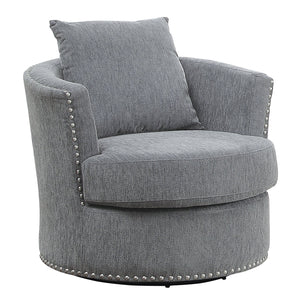 English Elm Living Room Chair Morelia Swivel Chenille with Nailhead Trim, Loose Back Cushions & Solid Wood Base Gray 34.75 L x 33 W x 29 H B011P321292