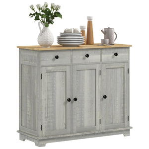 English Elm Homcom Versatile Sideboard With Solid Wood Top, Stylish Storage Cabinet For Dining & Entryway Use W2225P217372