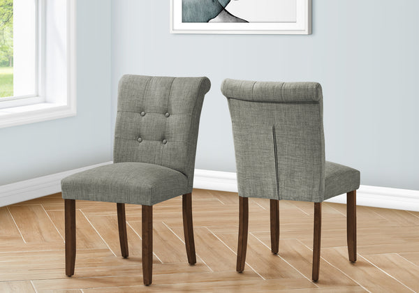 English Elm Dining Chair Upholstered Set of 2 with Linen-Look Fabric, Walnut Legs, 21" Seat Height, Modern Comfort Grey 39 L x 15 W x 21 H B2710P286998