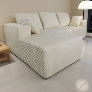 English Elm Corner Modular Sectional Sofa with Plush Fabric Converts to Loveseat or Guest Bed Beige W3064S00001