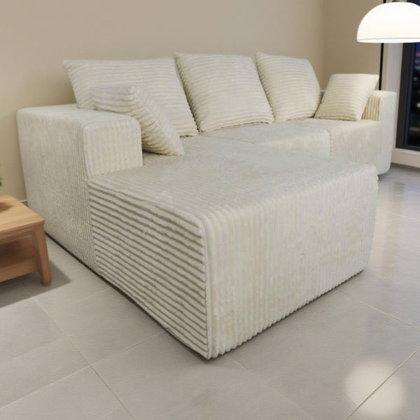 English Elm Corner Modular Sectional Sofa with Plush Fabric Converts to Loveseat or Guest Bed Beige W3064S00001