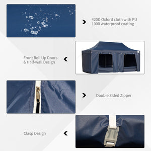 English Elm Outsunny 10' X 20' Instant Pop Up Canopy Tent With Sidewalls For Outdoor Parties, Uv Resistant & Portable W2225P217653-GIGA