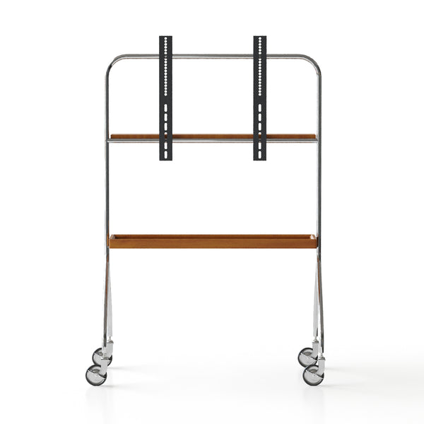 English Elm Walk 360° Movable TV Stand Antique Finish with Metal & Wood Shelves, Fits 43–70" TVs, 200lb Load Black Brown W3318P305324