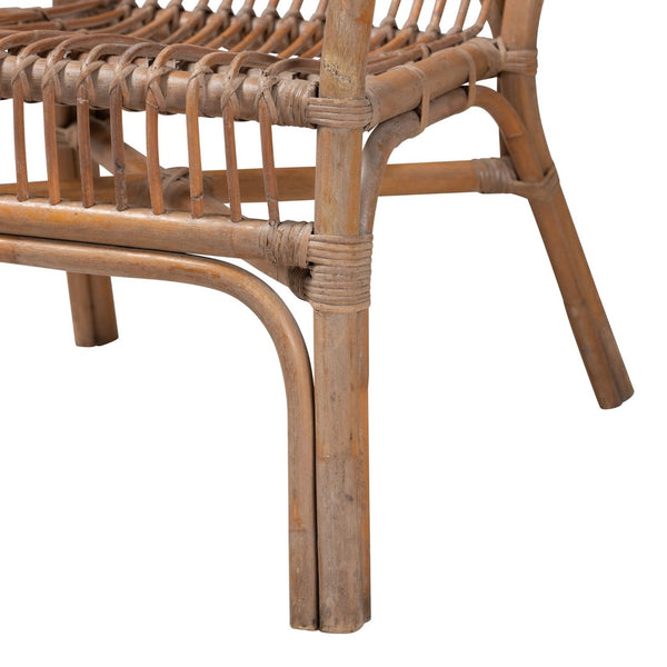 English Elm Modern Handcrafted Rattan Armchair Openwork Weave Bohemian Living Room Accent B2750P420360