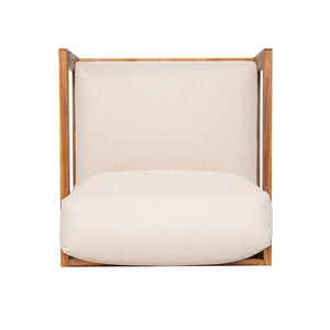 English Elm Christopher Knight Home® - Tanah 360° Outdoor Swivel Lounge Chair in Teak Finish with Plush Beige Cushions — Stylish Patio Comfort N775P361825T