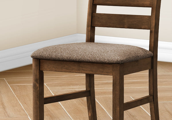 English Elm Dining Chair Solid Wood Ladder Back Upholstered Brown Fabric Thick Foam Seat 250lb Capacity Stylish Transitional Finish Cherry 39 L x 11 W x 19 H B2710P287011