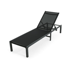 English Elm Christopher Knight Home® - Westport Aluminum Chaise Lounge Set of 2 - Lightweight Rust-Resistant Frames, Breathable Black Fabric Recliners N775P180038B