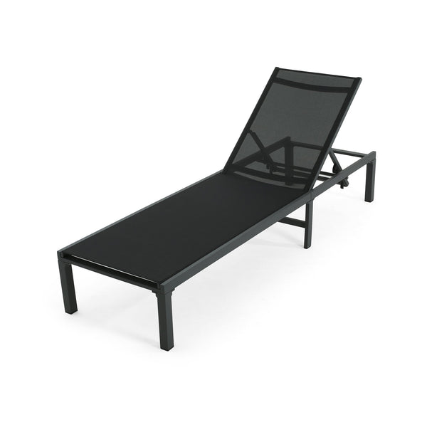 English Elm Christopher Knight Home® - Westport Aluminum Chaise Lounge Set of 2 - Lightweight Rust-Resistant Frames, Breathable Black Fabric Recliners N775P180038B