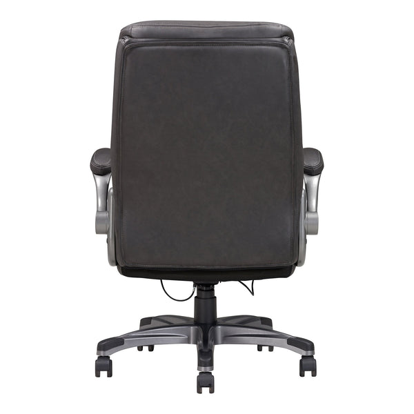 English Elm Modern Ergonomic Executive Office Chair Gray Bonded Leather Mesh Texture Adjustable Armrests Wheels B2741P281461