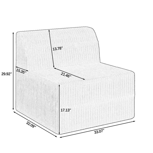 English Elm L Shape Modular Sectional Sofa - Versatile Sleeper Couch With Comfy Corduroy Fabric For Modern Living W487S00254