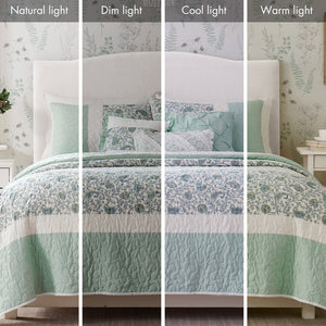 English Elm 6 Madison Park Dawn Cotton Percale Reversible Quilt Set with Paisley Pintuck, Lace Trim, Pillows, Full/Queen Aqua 17.72 L x 22.83 W x 8.66 H B035129022