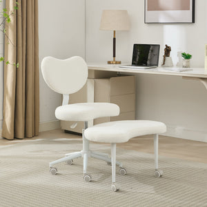 English Elm Meditation Chair Plus patented active seating with lumbar support, swivel footstool & memory foam comfort Ivory W1143P314942