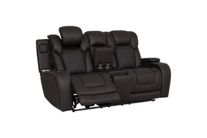 English Elm Wendell Power Reclining Microfiber Loveseat with Led Lighting and Wireless Charging Console B2726P435901